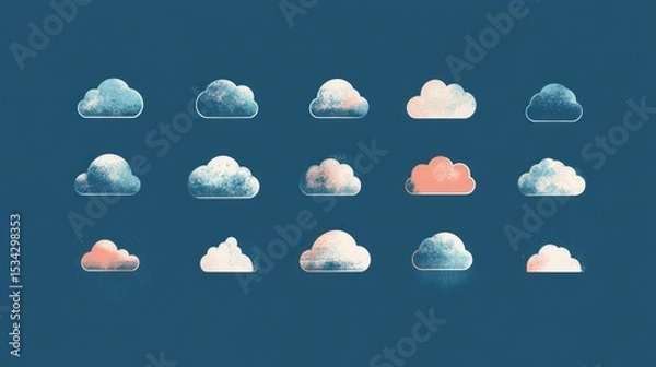 Fototapeta Abstract cloud icons on a dark background