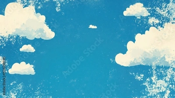 Fototapeta Whimsical painted sky with clouds