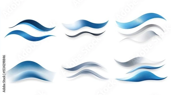 Fototapeta Abstract blue and gray wave patterns