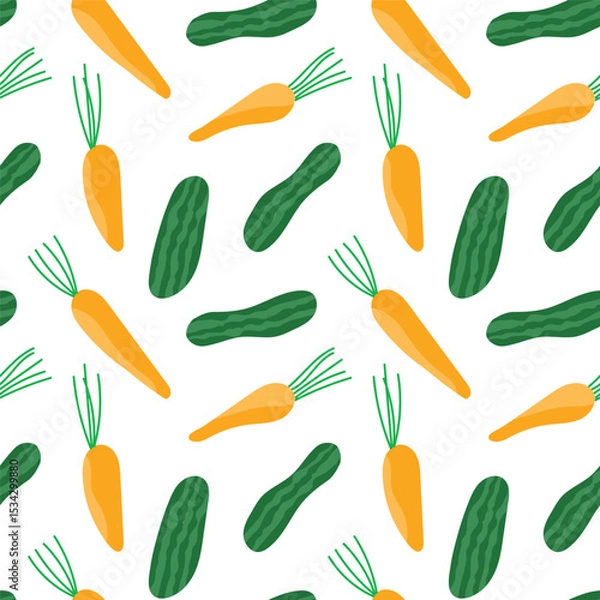 Obraz vector carrot and cucumber seamless pattern background design