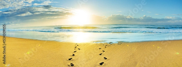 Obraz Fußsspuren im Sand an einem Goldenen Strand