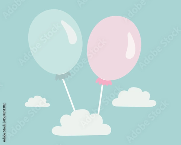 Fototapeta Playful Balloons on a Blue Background for a Festive and Joyful Children’s Party Theme Vector illustration