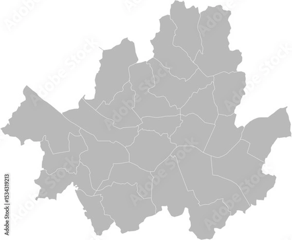 Obraz Seoul , South Korea (Republic of Korea) – administrative vector map with level 2 division boundaries (Web Mercator projection, PPT-compatible & fully editable)