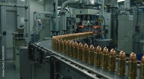 Obraz Industrial ammunition manufacturing process in modern facility