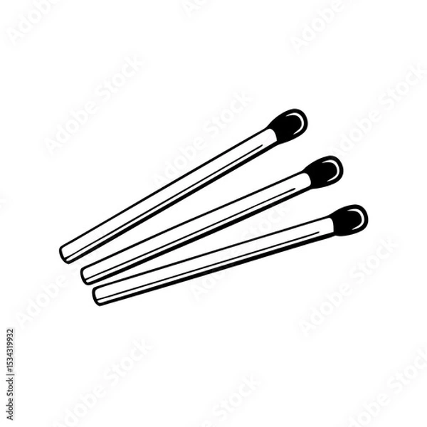 Fototapeta Minimalistic simple flat view of a black and white pictogram of matches.