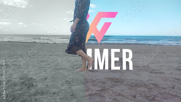 Obraz Beach Summer Walk Text Logo Reveal AET 277