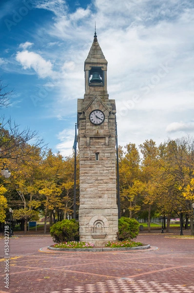 Obraz centerway square clock tower in corning new york in autumn