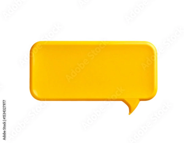 Fototapeta Yellow speech bubble 3d render isolated on a white background