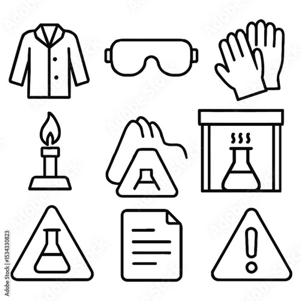 Fototapeta Science lab safety icons set isolated on white background