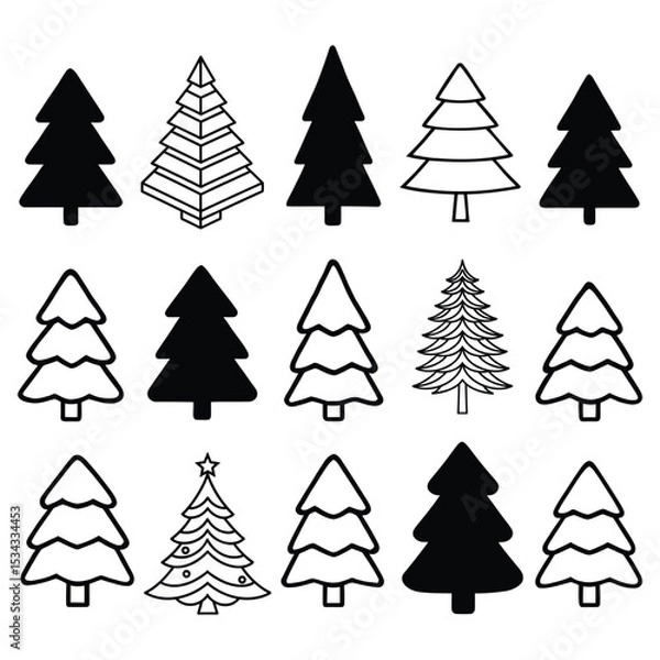 Fototapeta Christmas tree icons set isolated on white background