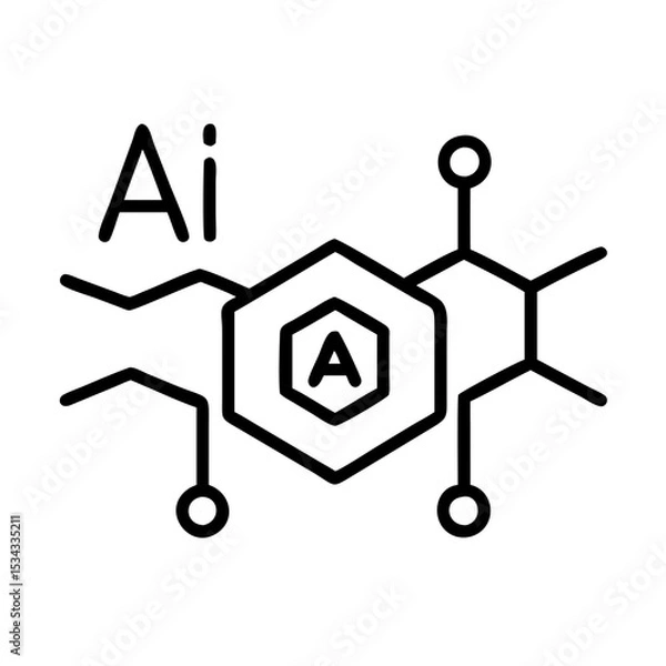 Fototapeta AI and Crypto Outline icon with modern graphic design elements  