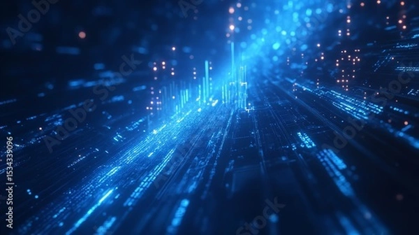 Fototapeta Futuristic abstract background featuring blue lines and illuminating lights ideal for a presentation or conceptual illustration with light effects