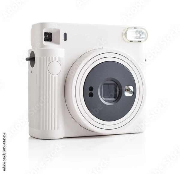 Fototapeta White retro  instant camera isolated on white background