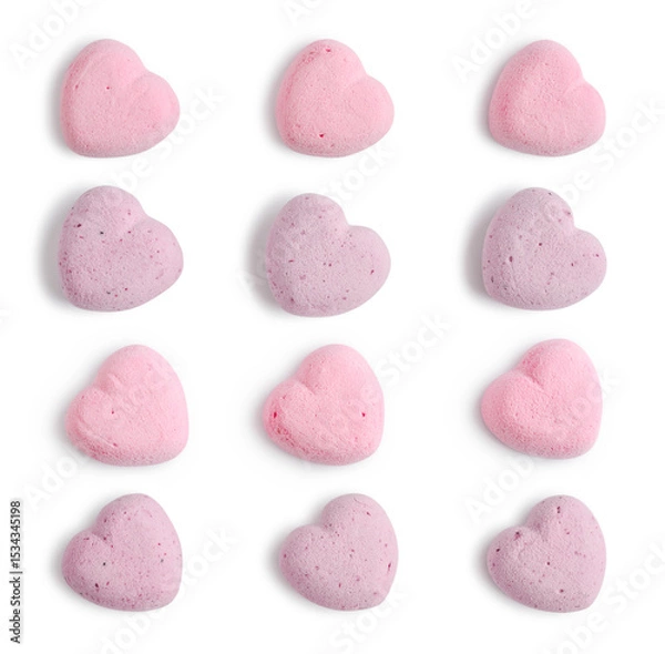 Fototapeta Multicolor heart marshmallows on white background