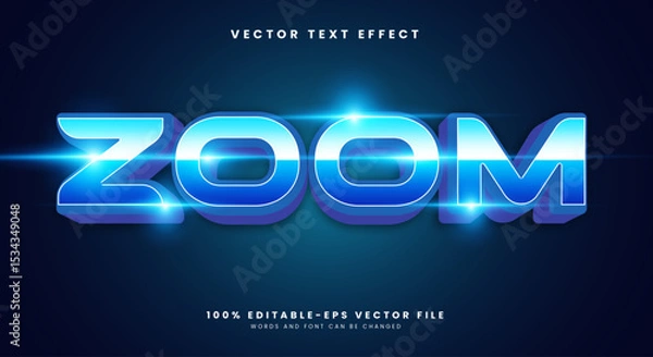 Fototapeta Zoom blue font Style 3d editable text effect template