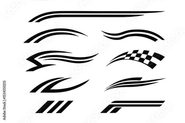 Fototapeta Racing decals for tuning feature sports stripes and car stickers in black color