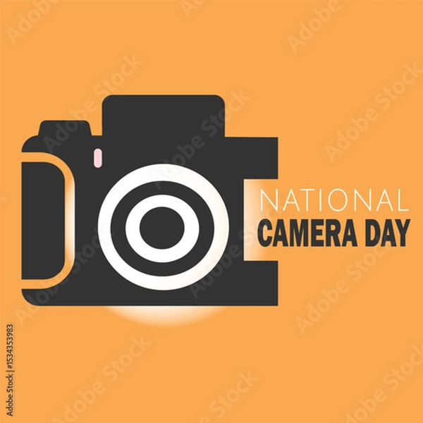 Fototapeta National Camera Day Celebration Bifold Ad with Retro Camera vector illustration 