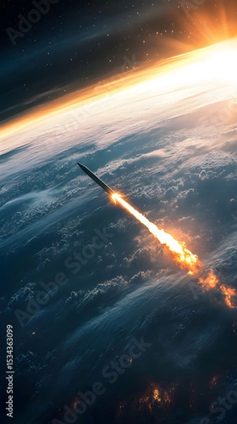 Obraz Rocket Launch Over Earth: A Spectacular View from Space