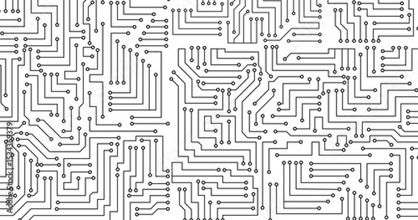 Obraz Circuit board texture background, seamless pattern. Circuit board technology electronics wallpaper repeat design. 