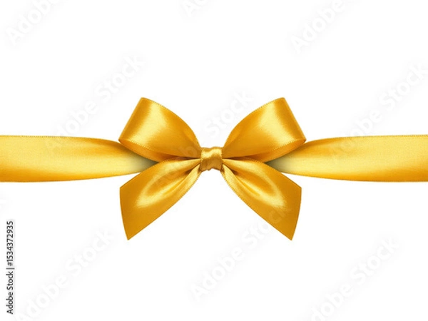 Fototapeta Elegant gold ribbon bow isolated on black
