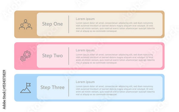 Fototapeta Infographic with icons, 3 steps, business concept of infographics, can be used for infographics, flow charts, presentations, websites, banners, print media.