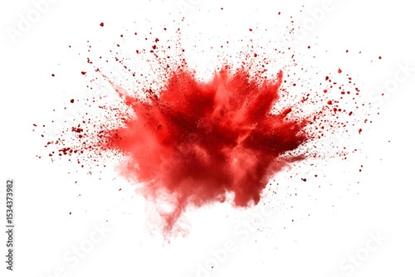 Fototapeta Red color powder explosion isolated on white or transparent background