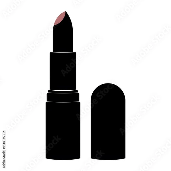Fototapeta Elegant Lipstick Presentation: A minimalistic yet stylish studio shot of a classic lipstick, with its cap artfully placed beside it. showcasing elegance and beauty.