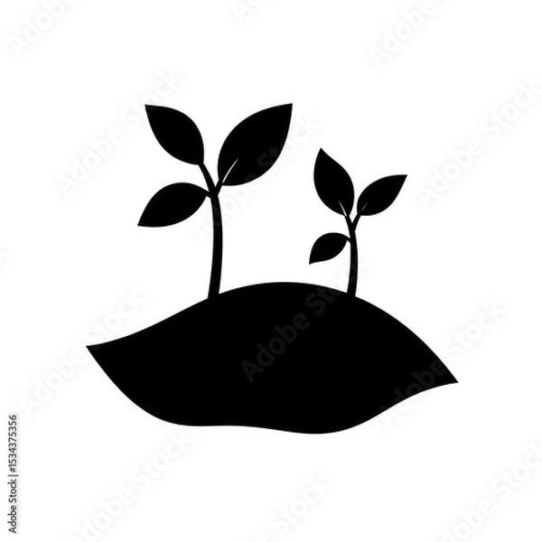 Fototapeta Sprouts in Silhouette: A stark black and white silhouette of emerging sprouts, symbolizing growth, renewal, and the potential of new beginnings.