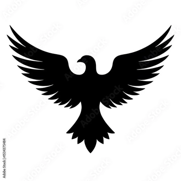 Fototapeta Eagle Silhouette: Majestic silhouette of a soaring eagle against blank canvas, embodying strength, freedom, and noble spirit.