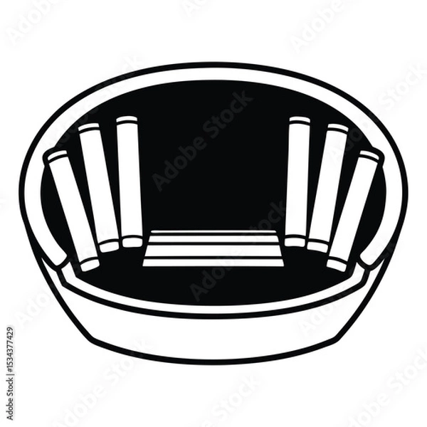 Fototapeta minimalistic black silhouette line-art illustration of an ashtray filled with several cigarette butts
