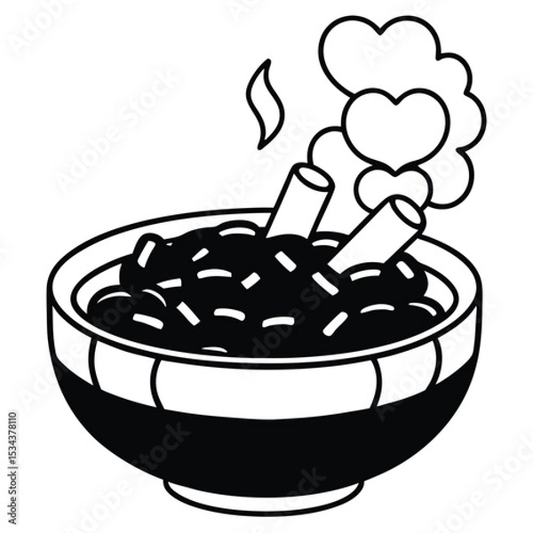 Fototapeta minimalistic black silhouette line-art illustration of an ashtray filled with several cigarette butts