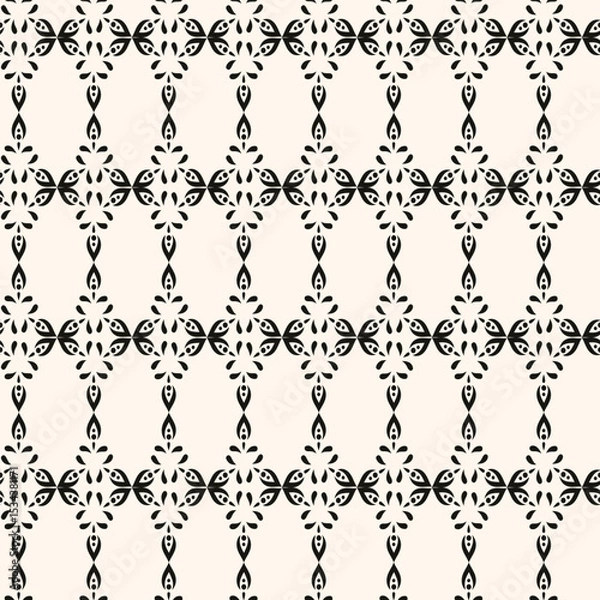 Fototapeta Simple minimalist geometric seamless pattern. Abstract monochrome minimal background with small floral shapes. Subtle repeat design for decor, print.