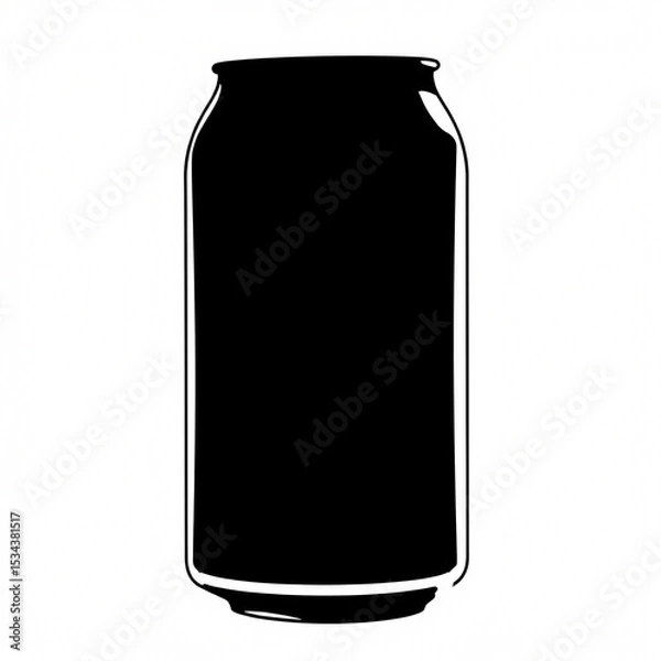 Fototapeta Simple Soda Silhouette: A sleek, black silhouette of a soda can stands in stark contrast, embodying the essence of refreshment, ready to quench thirst.