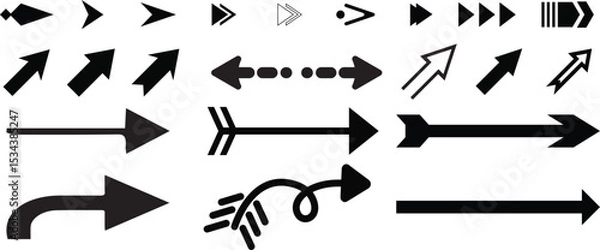 Obraz  arrow icon vector pack Black white backgaund
