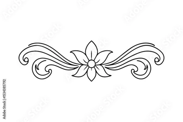 Fototapeta Elegant floral ornament border design with swirls for decorative graphic elements
