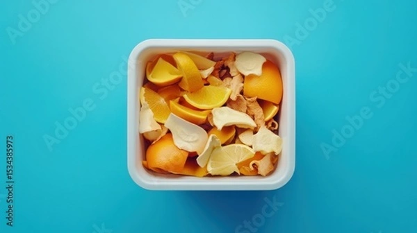 Fototapeta Citrus fruit waste in a white container.