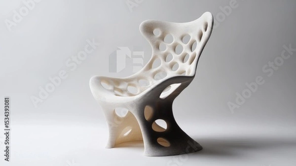 Fototapeta Modern Artistic Chair Design with Unique Curved Shape and Cut-Out Patterns for Contemporary Interior Spaces
