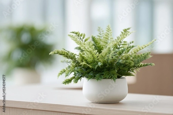 Fototapeta close-up of contemporary office greenery with sleek plant leaves minimalistic design elements and ample copy space