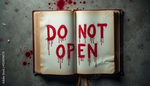 Fototapeta Notebook with red ink warnings (Halloween)