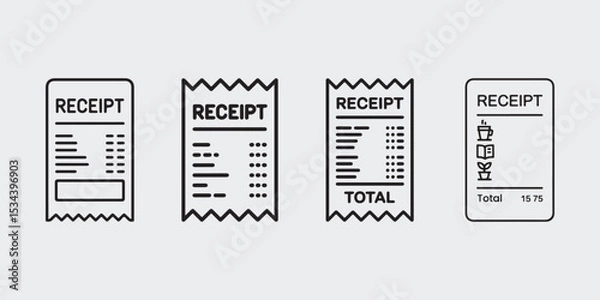 Fototapeta Four different styles of receipt icons