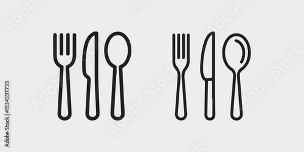 Fototapeta Simple line icons of fork knife and spoon set