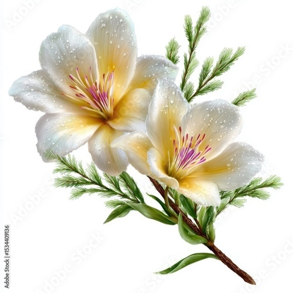 Fototapeta Botanical vanilla blossom with soft petals and aromatic elegance, ideal for culinary and cosmetic use.