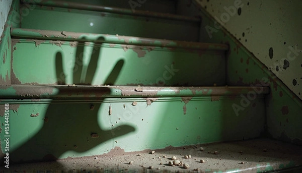 Fototapeta Shadow on attic stairs (Halloween)