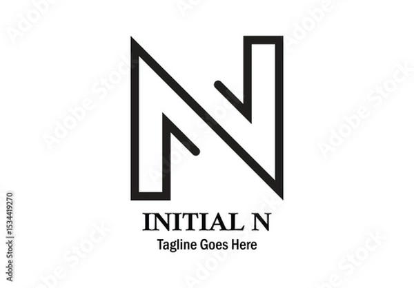 Obraz Initial letter N logo from lines