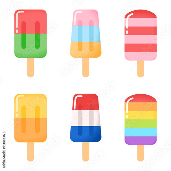 Obraz Colorful popsicles set. Vector illustration