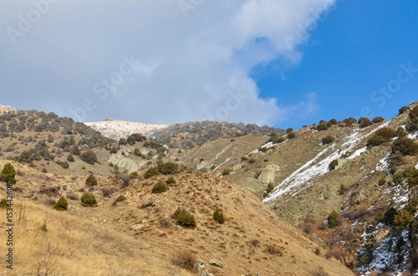 Obraz clouds over top of Solak mountain in winter (Kotayk province, Armenia)	