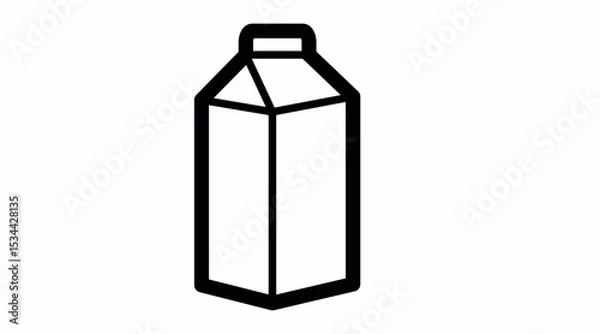 Fototapeta Milk Box Icon. Vector isolated editable black and white simple illustration of a milk box