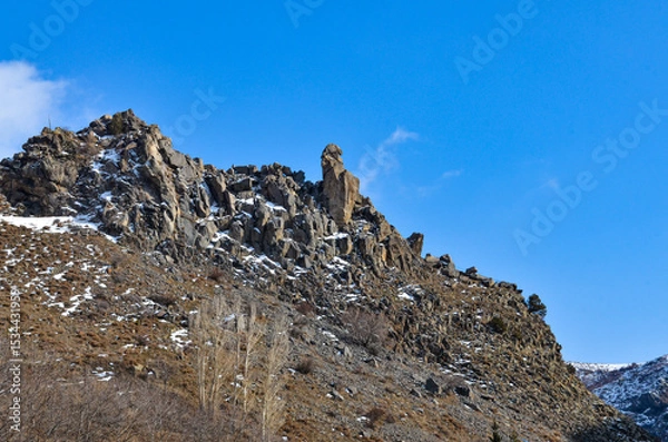 Obraz granite rocks on the cliffs of Hrazdan river canyon (Kotayk province, Armenia)