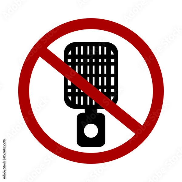 Fototapeta Sign prohibiting microphone on white background. Vector illustration.