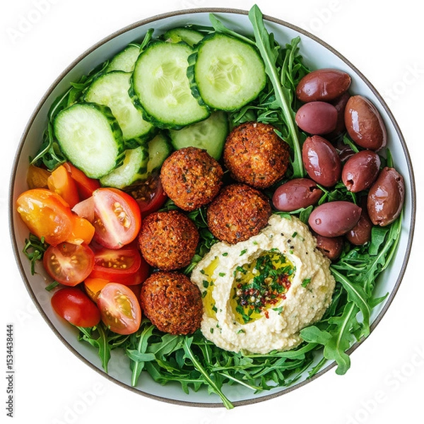 Obraz Healthy falafel salad bowl isolated on transparent background